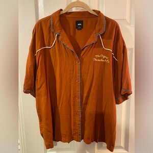 Vans Rust Orange Button-Up Blouse with Piping